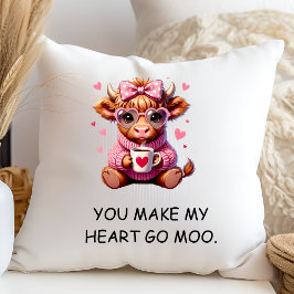 You Make My Heart Go Moo Funny Valentines  Day クッション