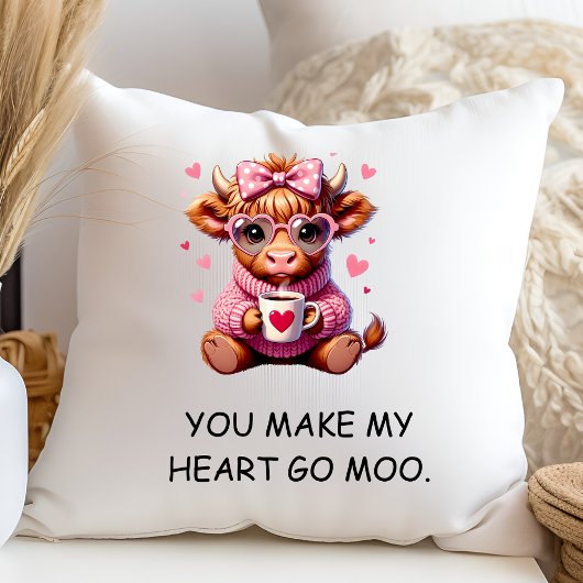 You Make My Heart Go Moo Funny Valentines  Day クッション