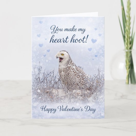 You Make My Heart Hoot: Snowy Owl Valentine’s Day シーズンカード (正面)