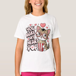 You Make My Heart Pop Cute Cat Valentine Design Tシャツ