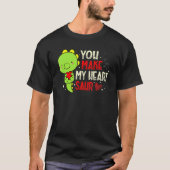 You Make My Heart Saur Dinosaur Lover Valentines D Tシャツ (正面)