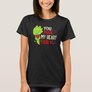 You Make My Heart Saur Dinosaur Lover Valentines D Tシャツ
