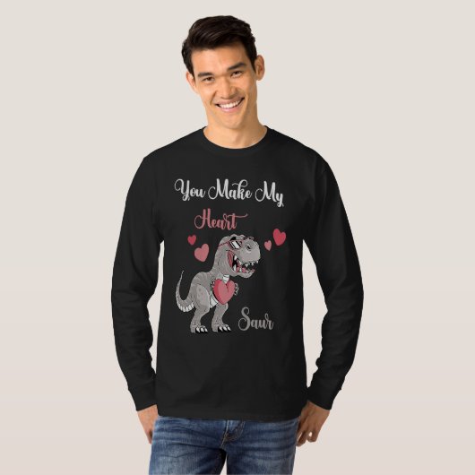 You Make My Heart Saur Valentines Day rex Date Nig Tシャツ (正面フル)