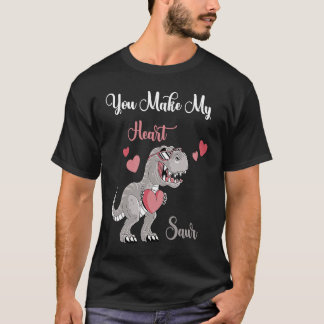 You Make My Heart Saur Valentines Day rex Date Nig Tシャツ