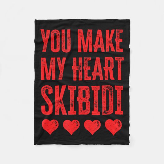 You Make My Heart Skibidi Funny Valentine Day Kids フリースブランケット (正面)