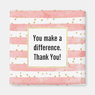 You makes a difference Pink赤面ストライプ マグネット