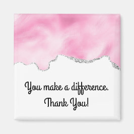 You makes a difference Pink & Silver フェイクグリッター マグネット
