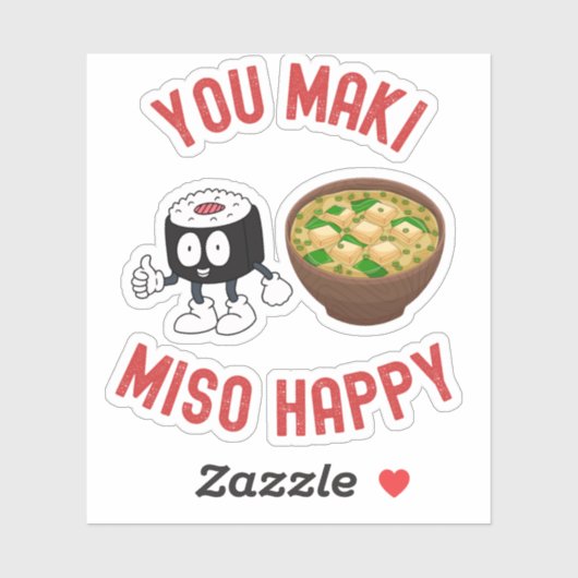 You Maki Miso Happy - Cute Sushi Pun シール (シート)