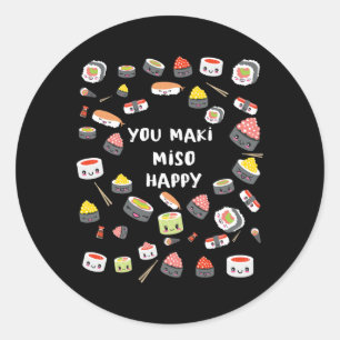 You Maki Miso Happy Sushi Japan Nigiri Fish ラウンドシール