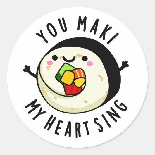 You Maki Myハートおもしろい Sushi Pun ラウンドシール (正面)