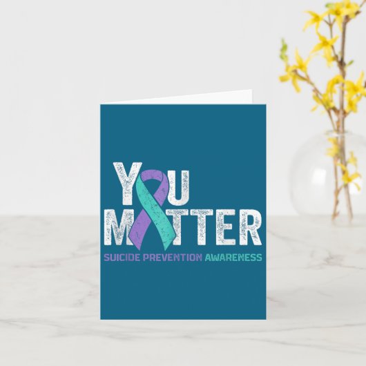 You Matte Suicide Prevention Awareness Ribbon Teal カード (黄色い花)