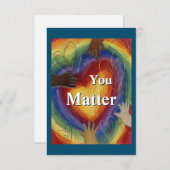 You Matterレインボーハートノートカード サンキューカード (正面/裏面)