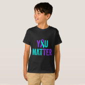 You Matter自殺防止ティール（緑がかった色）パープルアワレネス Tシャツ (正面フル)
