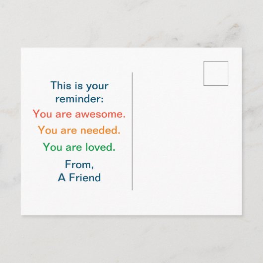 You Matter Anonymous "Secret Sender" Postcard ポストカード (裏面)