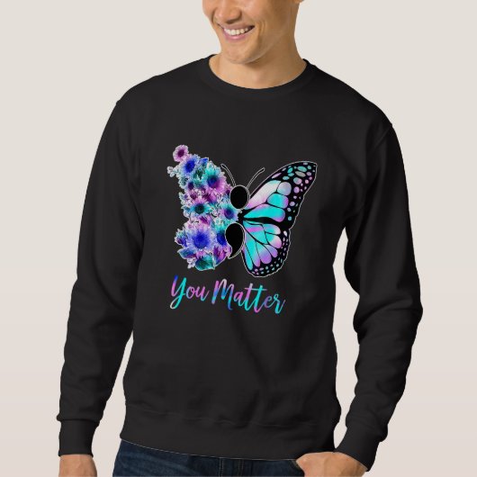 You Matter Butterfly Sunflower Shide Prevention スウェットシャツ (正面)