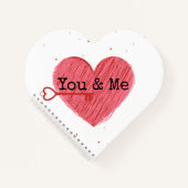 You & Meシック赤いハートと鍵バレンタインデー ノートブック (正面)