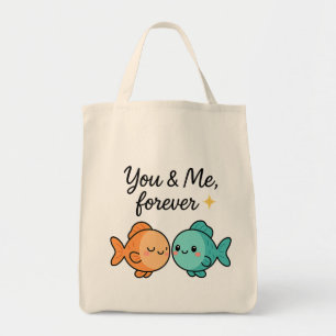 You & Me永遠にかわいいフィッシュカップルデザイン トートバッグ