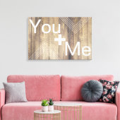You + Me モダン Light Wood Planks & Arrows キャンバスプリント (インサイチュ (リビング))