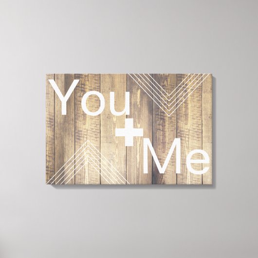 You + Me モダン Light Wood Planks & Arrows キャンバスプリント (正面)