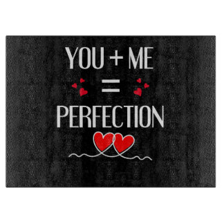 You + Me =完璧 – かわいいカップルデザイン カッティングボード
