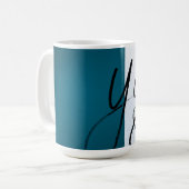 「You & Me - Blue ミニマル Love mug コーヒーマグカップ (正面左)