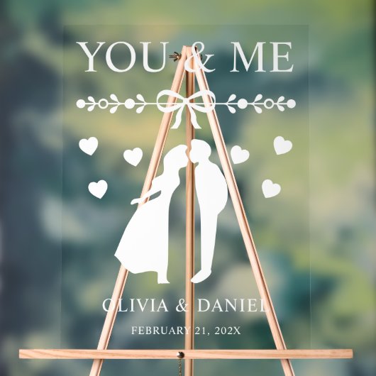 You & Me Custom Wedding アクリルサイン (ニュートラル)