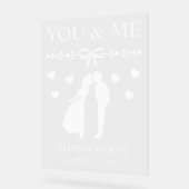 You & Me Custom Wedding アクリルサイン (傾斜)