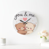  You & Me Cute Bear Couple Wall Clock  ラージ壁時計 (ホーム)