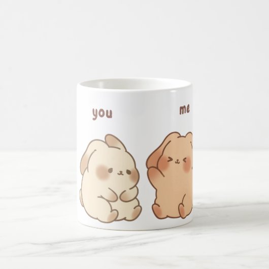 You & Me Cute Bunny Mug コーヒーマグカップ (中央)