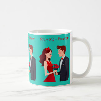 You + Me = Forever Romantic Couple Mug コーヒーマグカップ