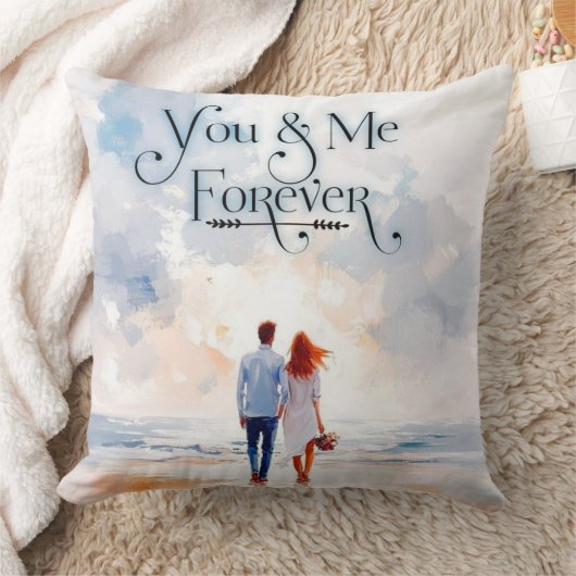 You & Me Forever Romantic Throw Pillow クッション (ブランケット)