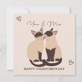 You & Me Happy Feline Friends Valentine's Day Card 招待状 (正面)