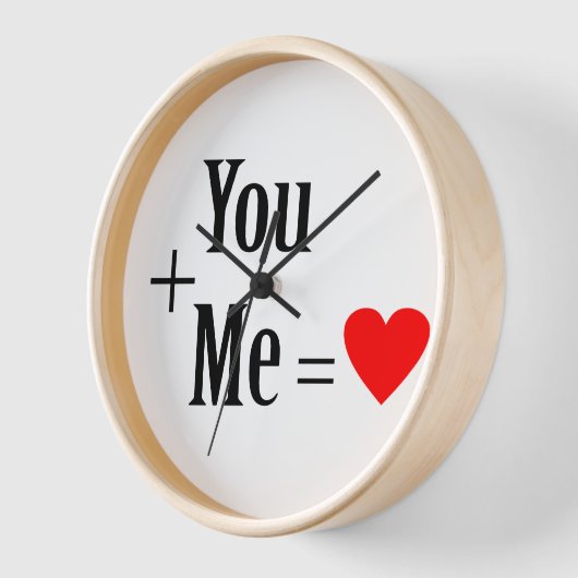 You + Me = Love Mug 壁時計 (傾斜)