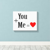 You + Me = Love T-Shirt キャンバスプリント (インサイチュ (ウッドフロア))
