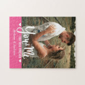 You & Me Together Foreverフォトピンクバレンタイン ジグソーパズル (横)