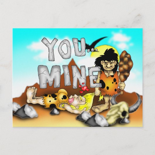 YOU MINE – 先史時代おもしろいのCaveman Valentine シーズンポストカード (正面)