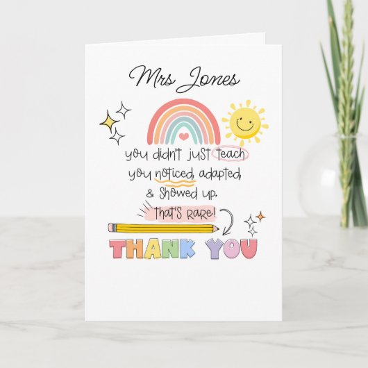 You Noticed Teacher Thank You SENCO SEN teacher カード (正面)