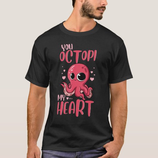 You Octopi私のハート愛らしいタコプリン Tシャツ (正面)