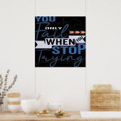 You Only Fail When You Stop Trying Retro ポスター (キッチン)