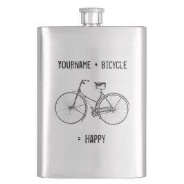 You Plus Bicycle Equals Happyアンティークホイールバイク フラスク