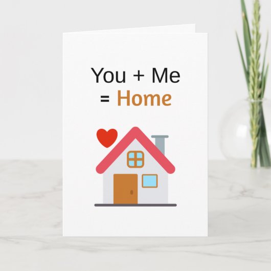 You Plus Me Equals Home Valentine's Day カード (正面)