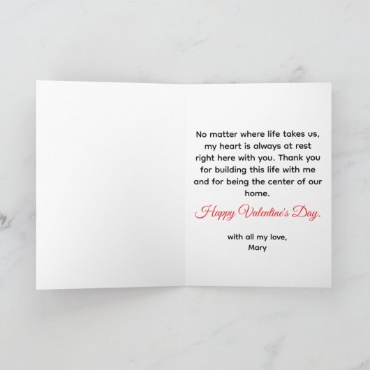 You Plus Me Equals Home Valentine's Day  カード (内部)