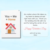 You Plus Me Equals Home Valentine's Day カード