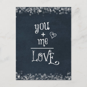 You Plus Me equals Love引用文on Chalkboard ポストカード
