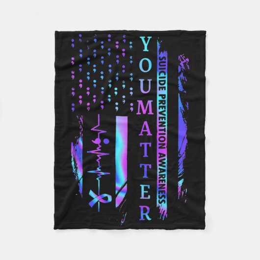 You Problem絞り染め自殺防止認識度 フリースブランケット (正面)