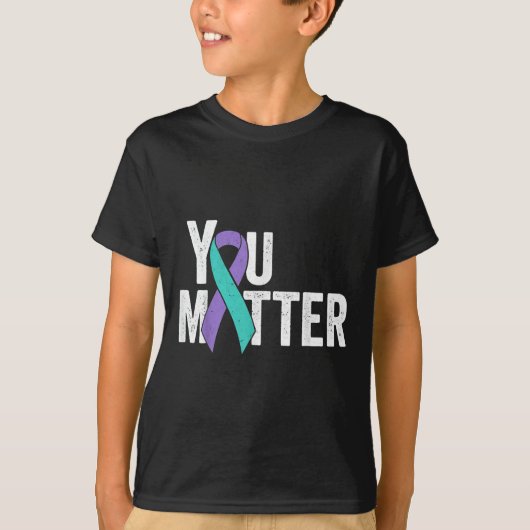 You Problem自殺防止ティール(緑がかった色)パープルアワレネ Tシャツ (正面)