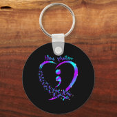 You Problem – 自殺防止ティール(緑がかった色)パープルアウェア キーホルダー (正面)