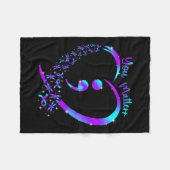 You Problem – 自殺防止ティール(緑がかった色)パープルアウェア フリースブランケット (正面(横))