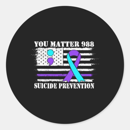You Problem 988自殺防止アメリカ国旗A ラウンドシール (正面)