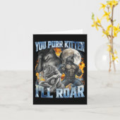 You Purr Kitten I'll Roar Cool Funny Alpha Wolf Me カード (黄色い花)